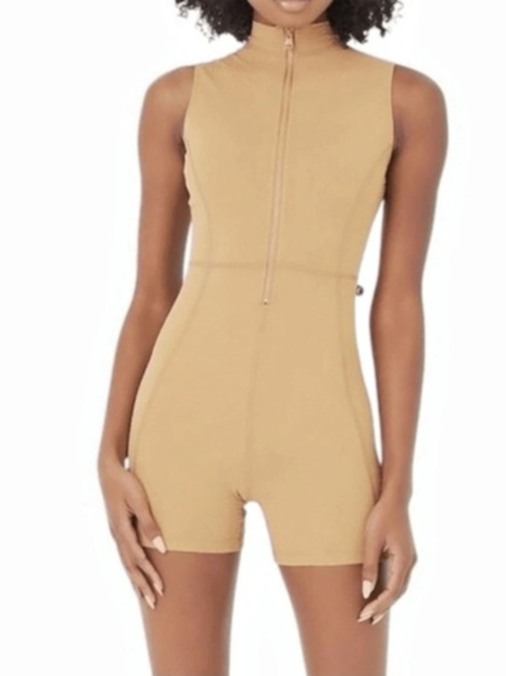 GIGI C Keelan Romper Zip Front Camel Large